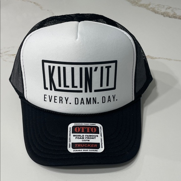 KILLIN IT EVERY DAMN DAY Black and White Trucker Hat - Picture 1 of 3